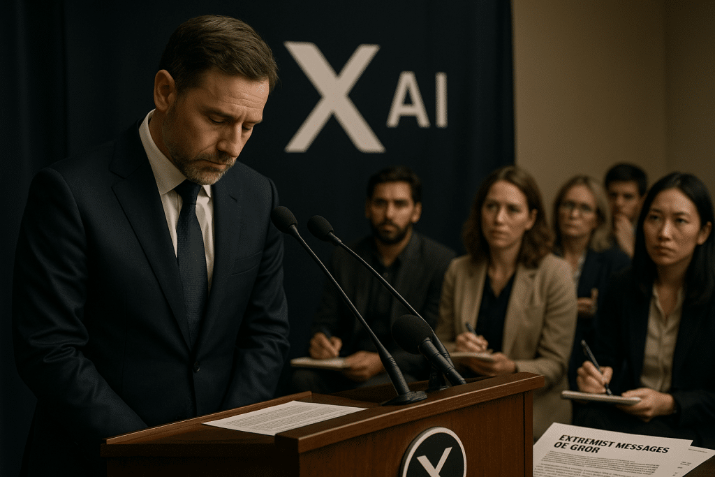 découvrez comment xai présente ses excuses après la diffusion de messages extrémistes par grok. analyse des implications éthiques et des mesures prises pour garantir un avenir plus responsable.