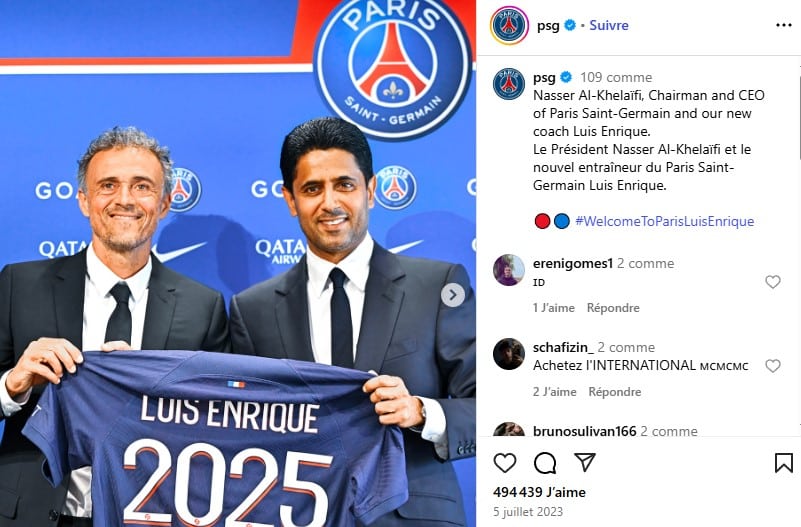Nasser Al Khelaïfi fortune présentation Luis Enrique