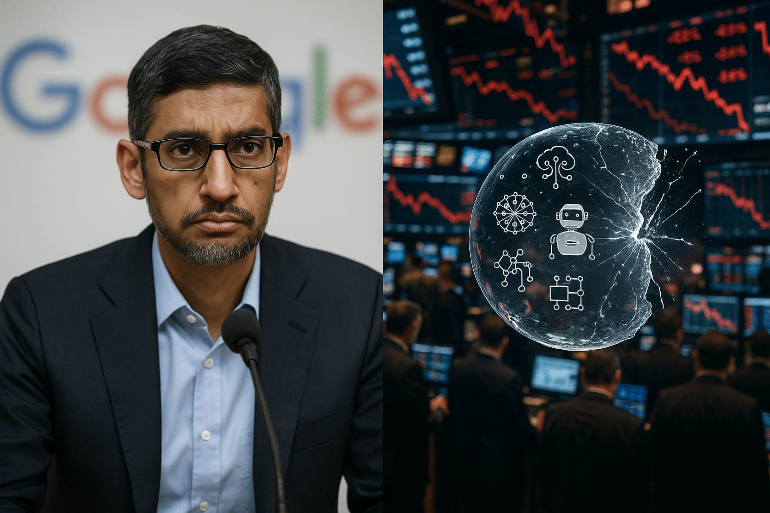 le pdg de google met en garde contre un possible éclatement de la bulle de l'ia, une menace majeure pour toutes les entreprises. découvrez les enjeux et les conséquences de cette alerte cruciale.