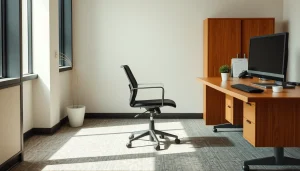 Bureau vide avec chaise inoccupée, illustrant le plafonnement de la durée des arrêts de travail