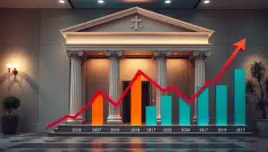 Graphique de taux d’intérêt en hausse dans un bureau bancaire